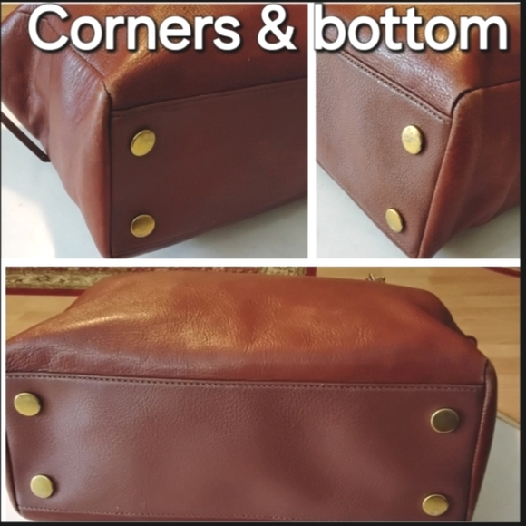 Fossil Brown Leather Tote Bag Purse Shopper - Picture 12 of 17